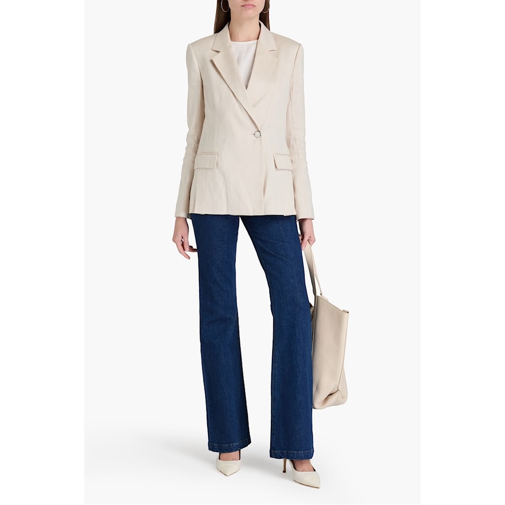 DEREK LAM 10 CROSBY Mateo linen-blend‎ twill blazer Ecru Cream 4